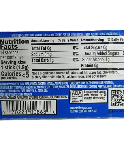 Astonished Retail Trident Sugar Free Chewing Gum, Original Flavor, 14 Sticks, 26.6 G (Pack Of 2)