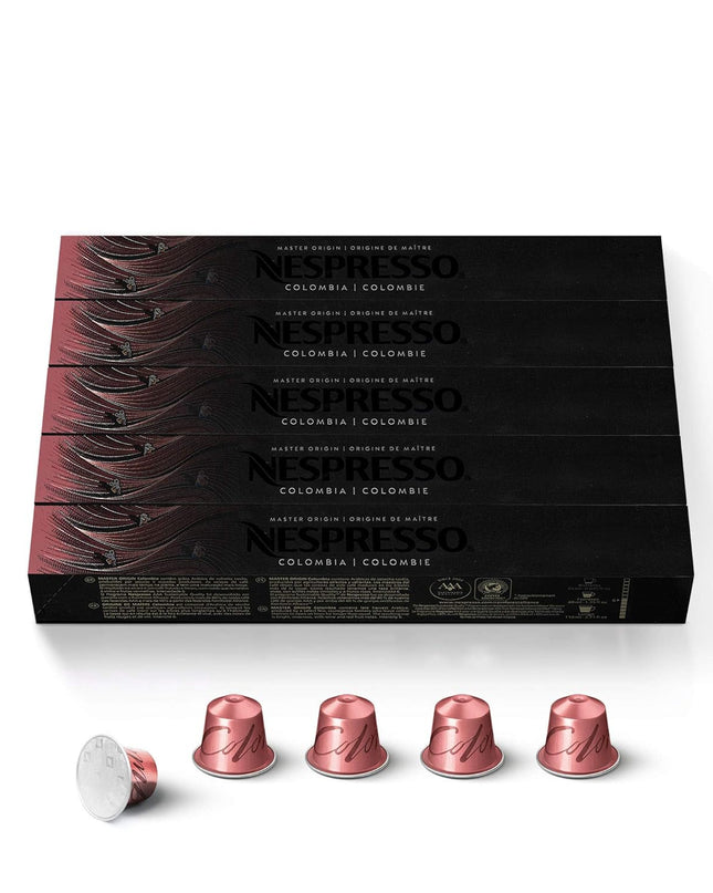 Nespresso Colombia Master Origin Coffee Capsules, Original Line, Medium Roast, 50 Count (5 Sleeves)
