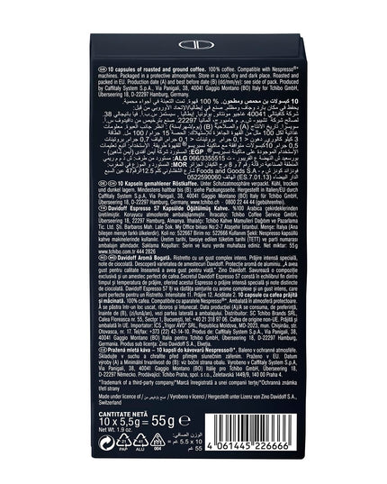 Davidoff Espresso 57 Ristretto Dark and Chocolate Coffee 10 Capsules, 11/12 Intensity, 100% Arabica, 55G