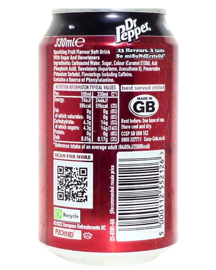 Dr Pepper Sparkling Fruit Flavour Soft Drink(Can)