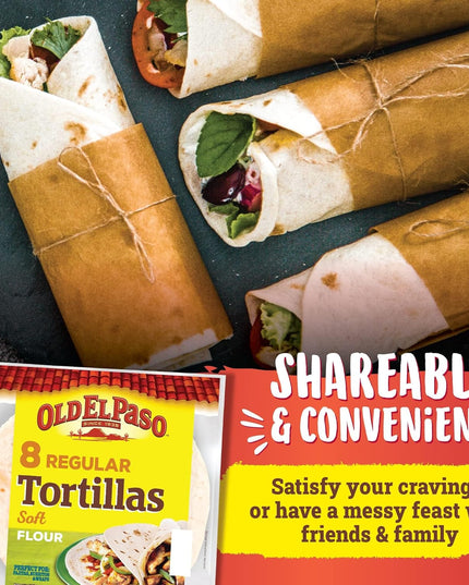 Old El Paso 8 Regular Super Soft Flour Tortillas Pouch, 326 g