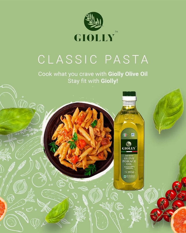 Giolly Olive Oil 1 Litre Pet Bottle, Pomace Oil Olive Oil for Cooking, Olive Oil for Salad Dressing & Flavoring, Olive Pomace Oil
