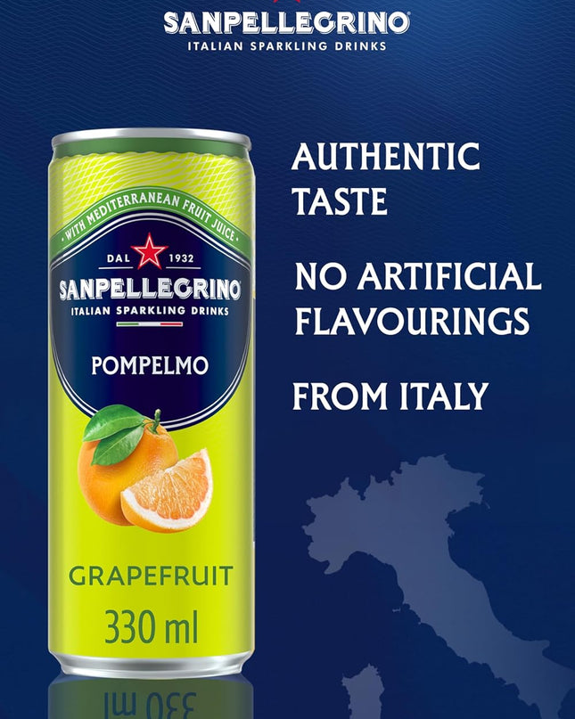 S Pellegrino Pompelmo Sparkling Grapefruit Beverage Italian Sparkling Drink, 11.16 fl oz / 330 ml