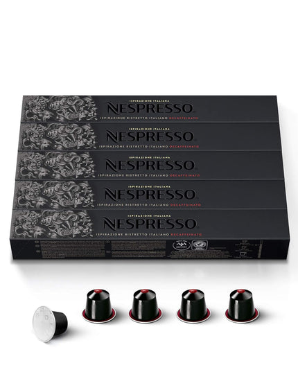 Nespresso Capsules OriginalLine, Ristretto Decaffeinato, Dark Roast Coffee, 50 Count Coffee Pods, Brews 0.85oz
