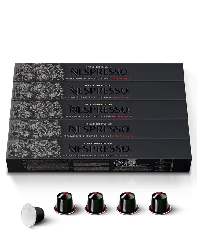 Nespresso Capsules OriginalLine, Ristretto Decaffeinato, Dark Roast Coffee, 50 Count Coffee Pods, Brews 0.85oz