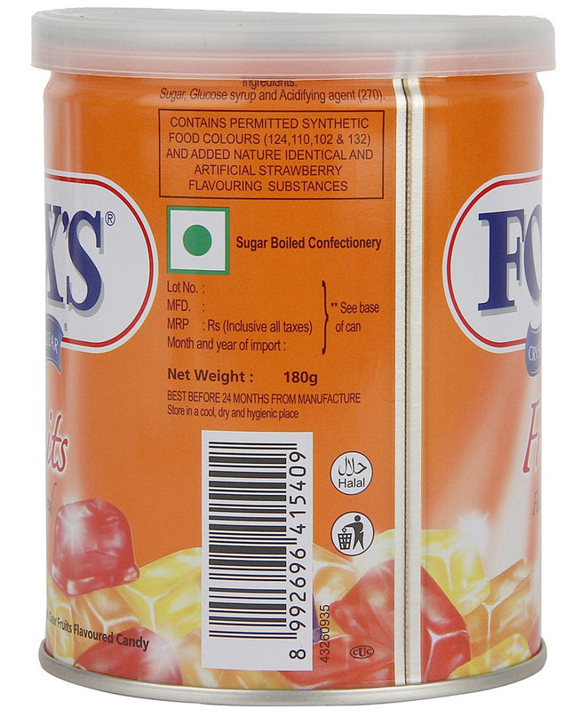 Nestle Fox's Crystal Clear Candy - Fruits, 180g Tin
