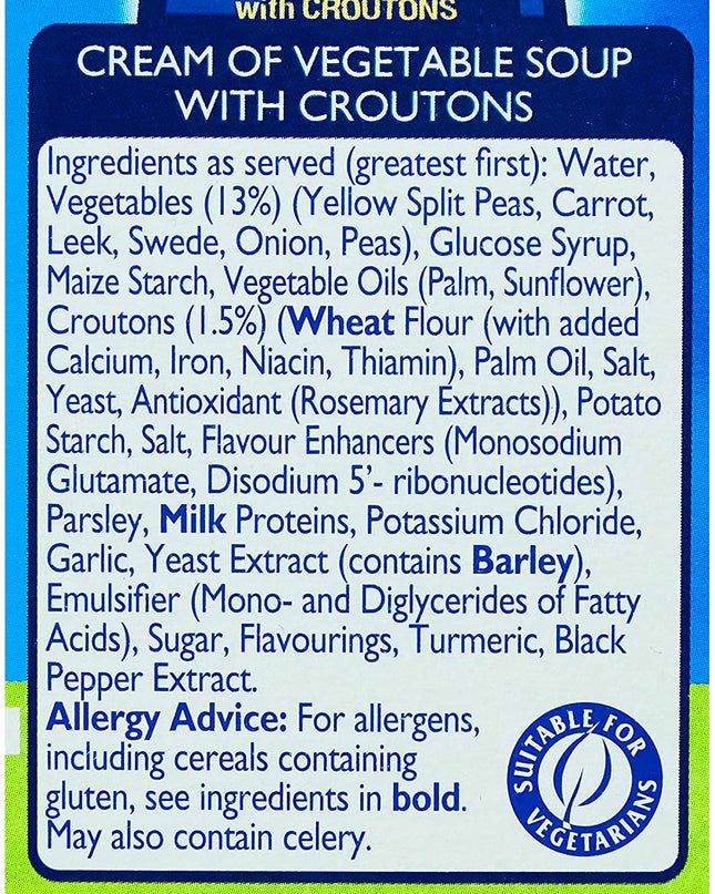 Batchelor's Cup a Soup with croutons 4 Sachets - Cream of Vegetable - 2 Pack, 2 X 122 g