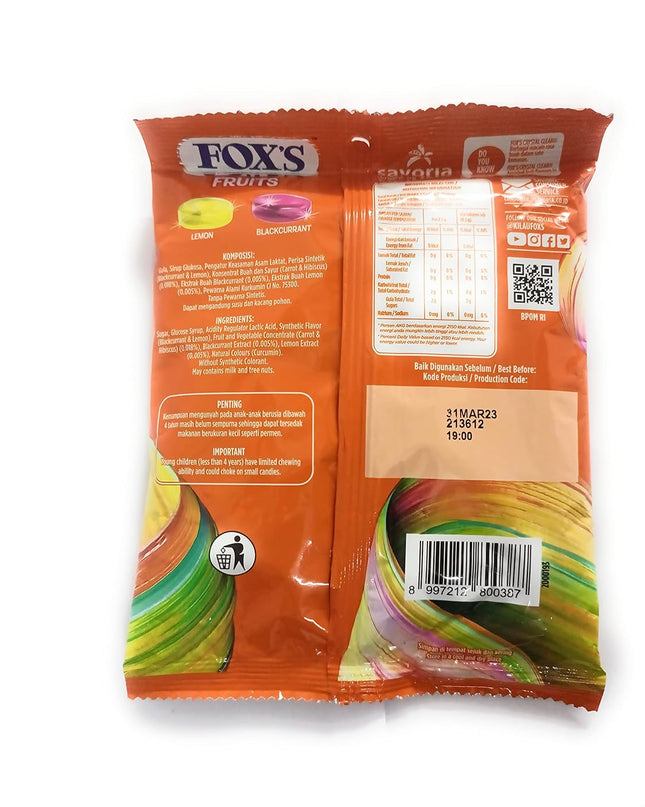Fox's Crystal Clear Fruits Lemon & Blackcurrant Flavor Candy 125gm