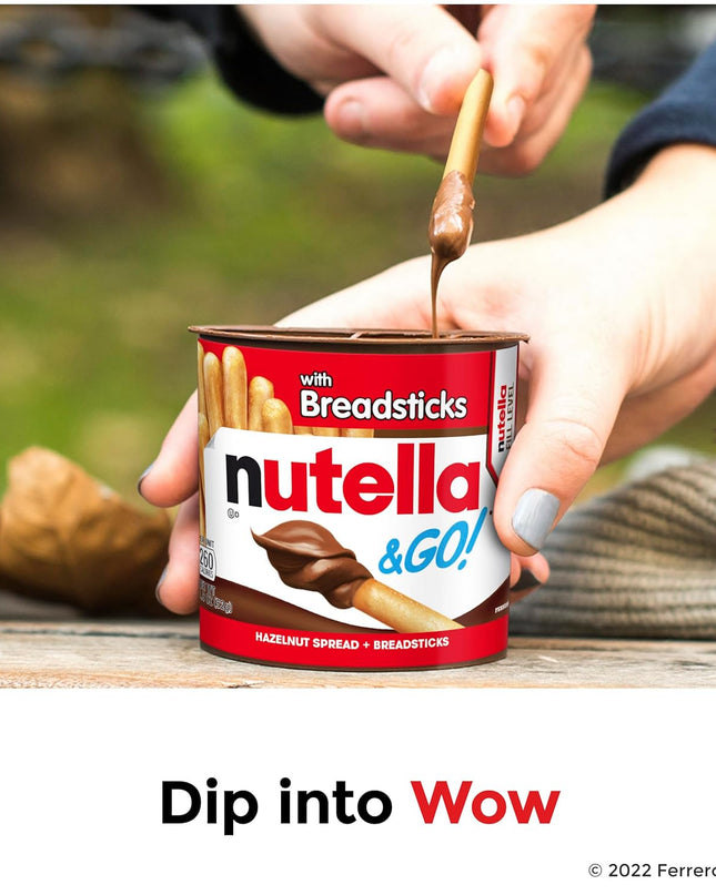 Nutella Ferrero & Go Hazelnut Spread With Cocoa & Bread Sticks, 52G Each (Pack Of 2)