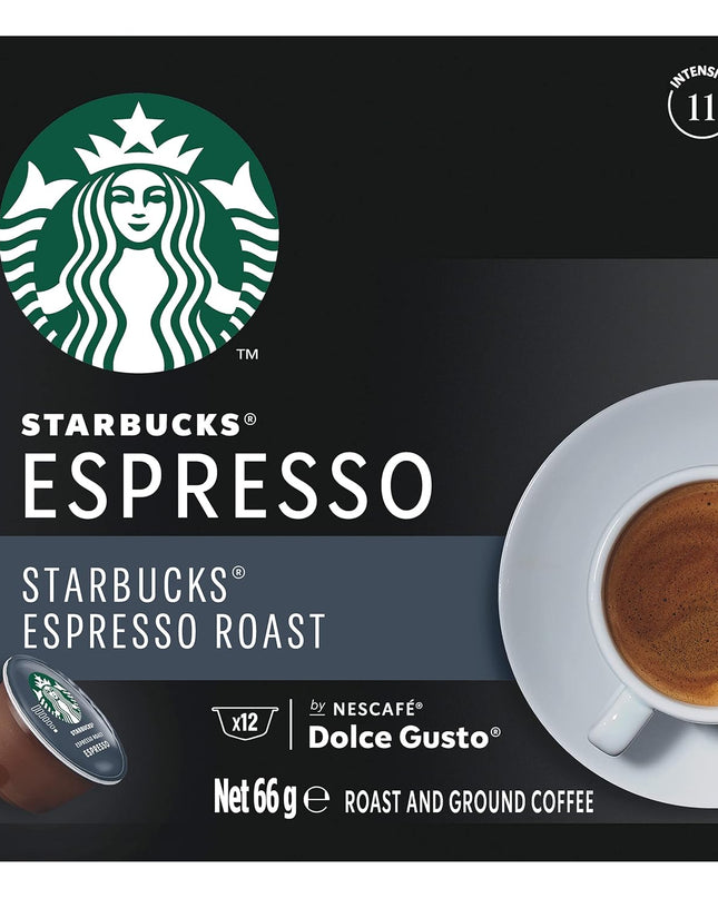 STARBUCKS Espresso Roast by NESCAFÉ Dolce Gusto Dark Roast Coffee Pods, Box of 12 Capsules, 66g (12 Serves)