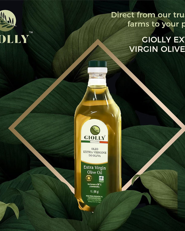 Giolly Extra Virgin Olive Oil 1 Litre Pet Bottle, Extra Virgin Olive Oil, Olive Oil for Cooking, Olive Oil for Salad Dressing & Flavoring, Extra Virgin Olive Oil
