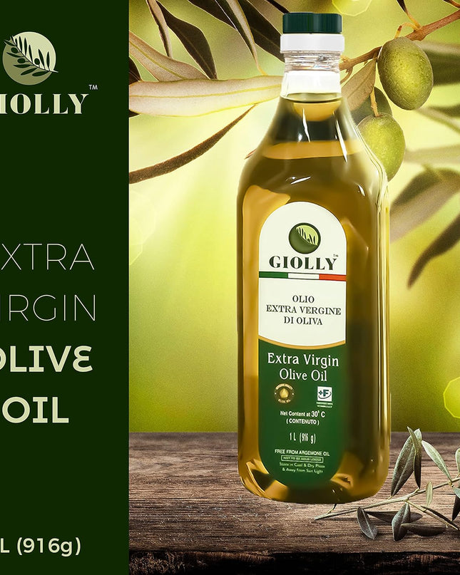 Giolly Extra Virgin Olive Oil 1 Litre Pet Bottle, Extra Virgin Olive Oil, Olive Oil for Cooking, Olive Oil for Salad Dressing & Flavoring, Extra Virgin Olive Oil