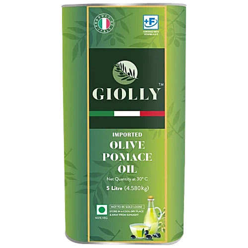Giolly Olive Pomace Oil- Ideal for Everyday Indian Cooking & Deep Frying, 5L