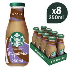 Starbucks Mocha Frappuccino Coffee Glass Bottle Drink A Burst Of Rich Sweetness, 250 Ml, 8 Pack